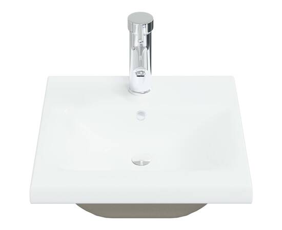 Chiuvetă încorporată cu robinet, alb, 42x39x18 cm, ceramică, 3 image