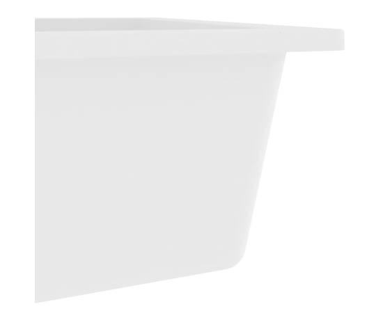 Chiuvetă de bucătărie cu orificiu de preaplin, alb, granit, 6 image
