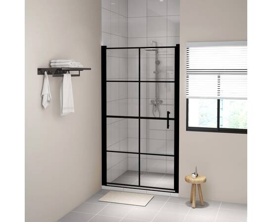 Ușă de duș, negru, 100 x 178 cm, sticlă securizată