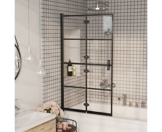 Cabină de duș pliabilă, negru, 80x140 cm, esg, 3 image