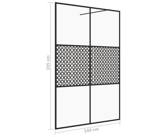 Paravan de duș walk-in negru 140x195 cm sticlă esg transparentă, 5 image