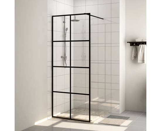 Paravan de duș walk-in negru 80x195 cm sticlă esg transparentă