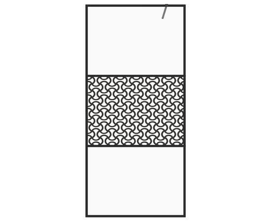 Paravan duș walk-in, negru, 100x195 cm, sticlă esg transparentă, 3 image