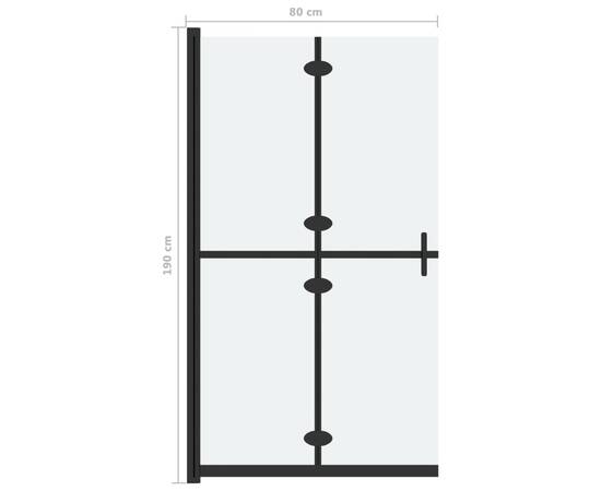Perete de duș walk-in pliabil, 80x190 cm, sticlă esg mată, 7 image