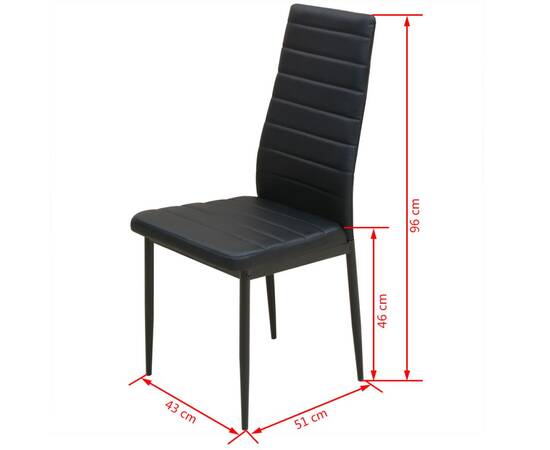 Set masă și scaune de bucătărie, 5 piese, negru, 8 image