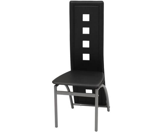 Set masă și scaune de bucătărie 7 piese, negru, 6 image