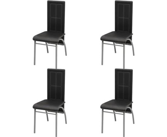 Set masă și scaune din lemn de pin cinci piese negru, 4 image
