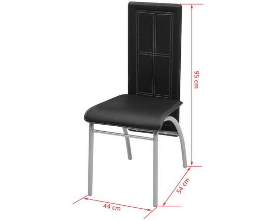 Set masă și scaune din lemn de pin cinci piese negru, 7 image