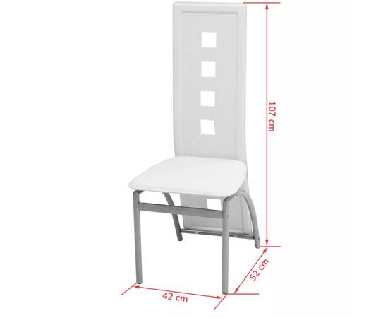 Set masă cu scaune, 5 piese, alb, 7 image