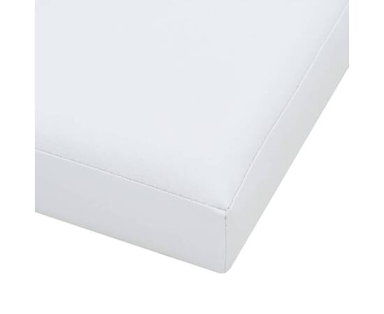 Taburet de depozitare pliabil, alb, piele ecologică, 7 image
