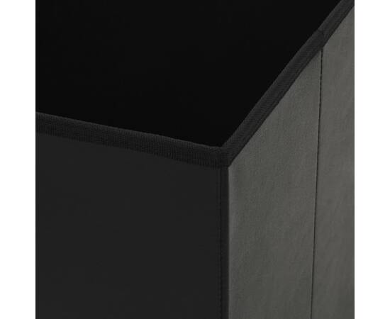 Taburet de depozitare pliabil, negru, piele ecologică, 2 image