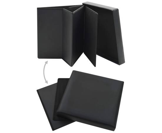 Taburet de depozitare pliabil, negru, piele ecologică, 3 image