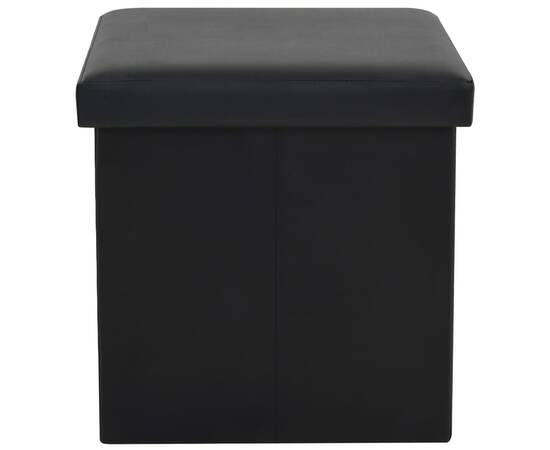 Taburet de depozitare pliabil, negru, piele ecologică, 6 image