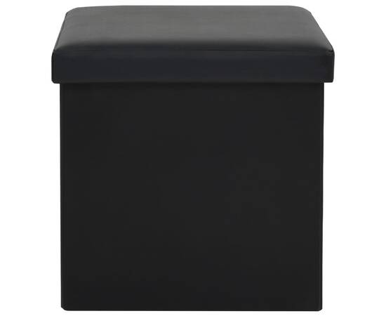 Taburet de depozitare pliabil, negru, piele ecologică, 5 image