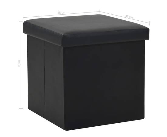 Taburet de depozitare pliabil, negru, piele ecologică, 8 image