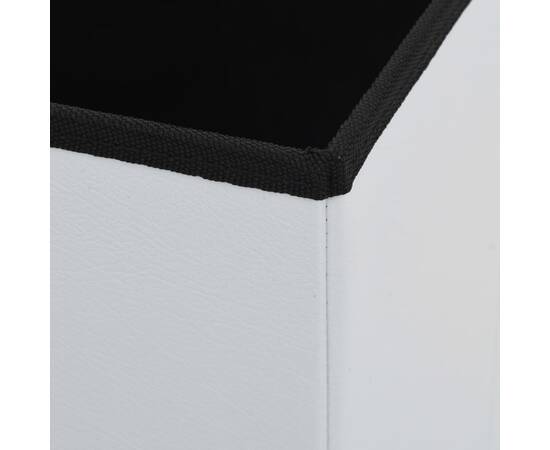 Taburete de depozitare pliabile, 2 buc., alb, piele ecologică, 2 image