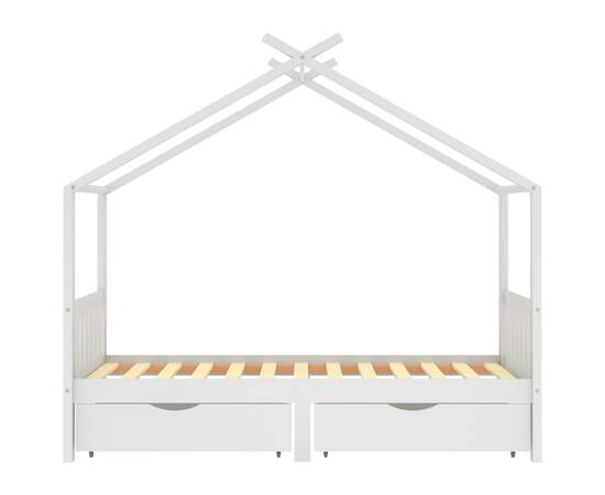 Cadru de pat copii, cu sertare, alb, 90x200 cm, lemn masiv pin, 3 image