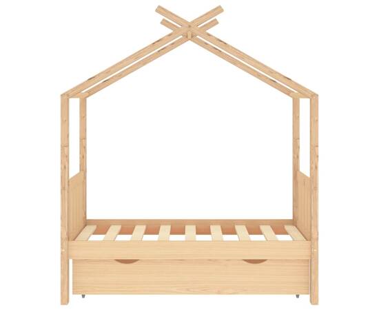 Cadru pat de copii, cu un sertar, 70x140 cm, lemn masiv de pin, 3 image