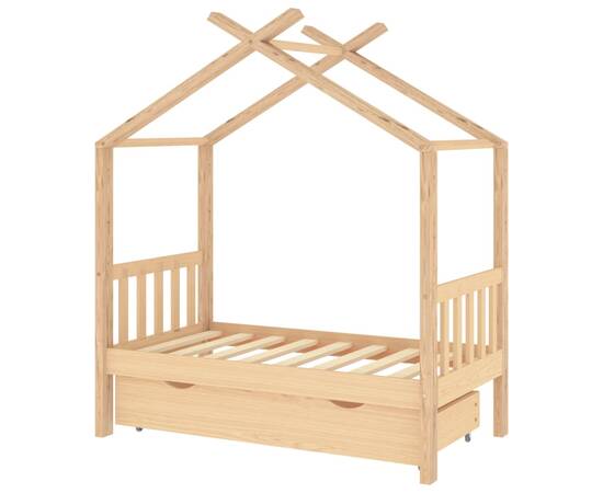 Cadru pat de copii, cu un sertar, 70x140 cm, lemn masiv de pin, 2 image