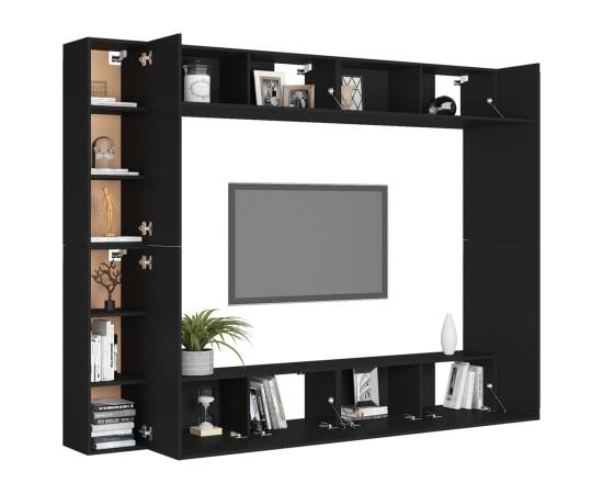 Set dulapuri tv, 8 piese, negru, pal, 3 image