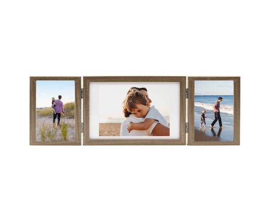 Ramă foto triplă, colaj, maro deschis, 28x18 cm+2x(13x18 cm), 2 image