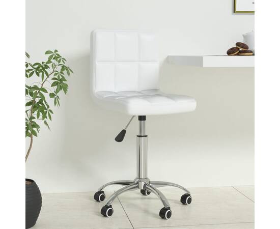 Scaun de birou pivotant, alb, piele ecologică