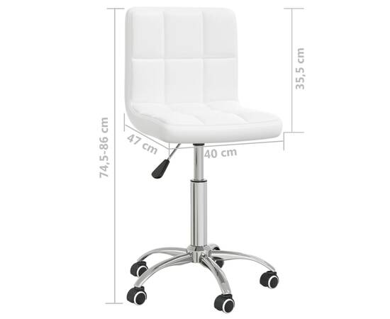 Scaun de birou pivotant, alb, piele ecologică, 9 image