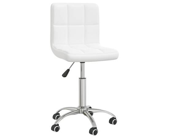 Scaun de birou pivotant, alb, piele ecologică, 2 image