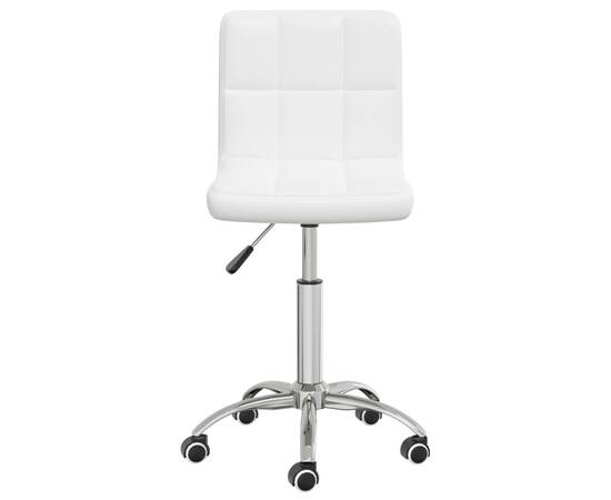 Scaun de birou pivotant, alb, piele ecologică, 4 image