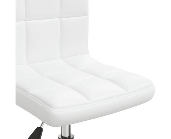 Scaun de birou pivotant, alb, piele ecologică, 8 image