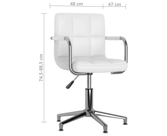 Scaun de birou pivotant, alb, piele ecologică, 9 image