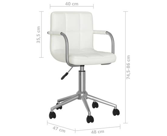 Scaun de birou rotativ, alb, piele ecologică, 9 image