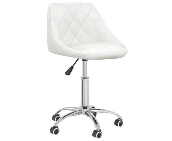 Scaun de birou pivotant, alb, piele ecologică, 2 image