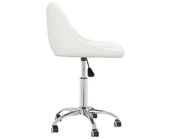 Scaun de birou pivotant, alb, piele ecologică, 5 image