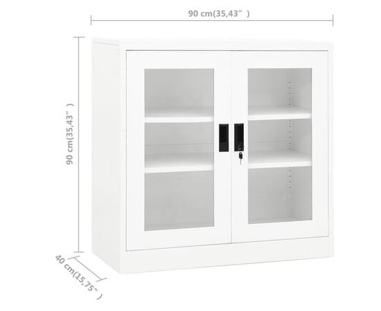 Dulap de birou, alb, 90x40x90 cm, oțel, 8 image