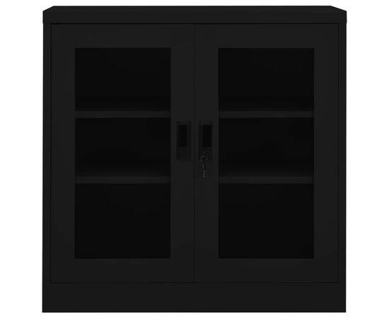 Dulap de birou, negru, 90x40x90 cm, oțel, 3 image