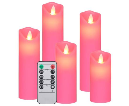 Set lumânări electrice cu led și telecomandă, 5 buc., alb cald, 2 image