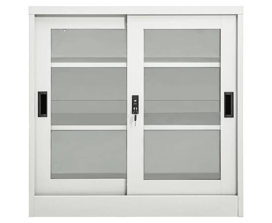 Dulap cu ușă glisantă, gri deschis, 90x40x90 cm, oțel, 4 image