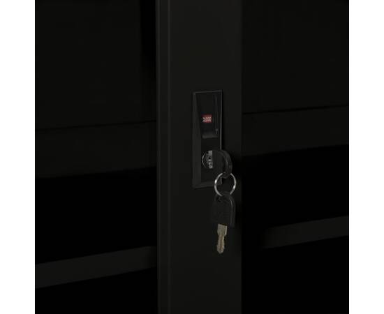 Dulap cu ușă glisantă, negru, 90x40x90 cm, oțel, 3 image