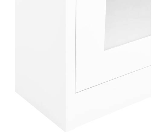 Dulap de birou, alb, 90x40x180 cm, oțel și sticlă securizată, 7 image