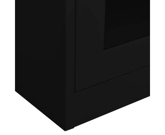 Dulap de birou, negru, 90x40x180 cm, oțel/sticlă securizată, 7 image
