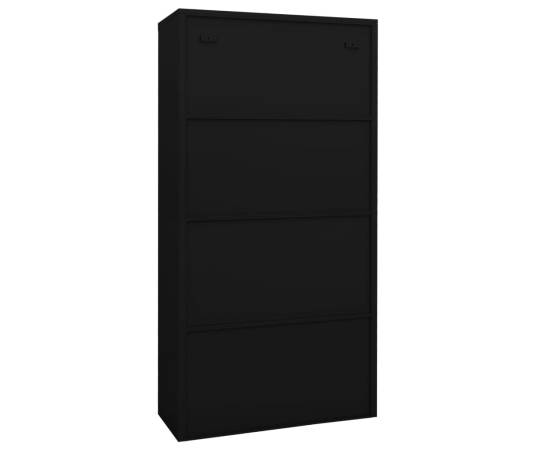 Dulap de birou, negru, 90x40x180 cm, oțel/sticlă securizată, 6 image