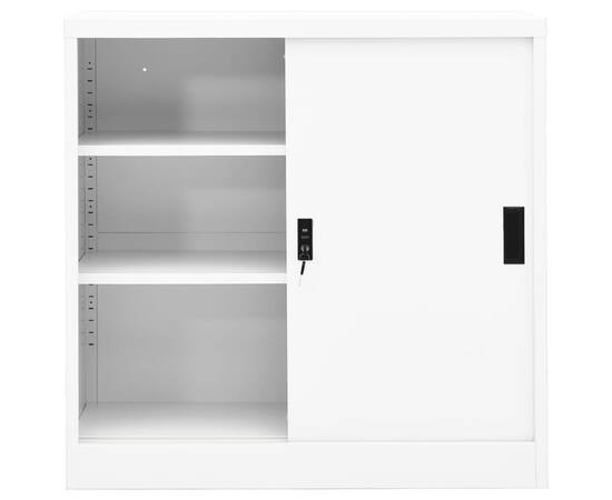 Dulap de birou cu ușă glisantă, alb, 90x40x90 cm, oțel, 4 image