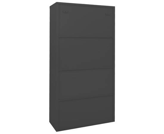 Dulap de birou cu ușă glisantă, negru, 90x40x180 cm, oțel, 5 image