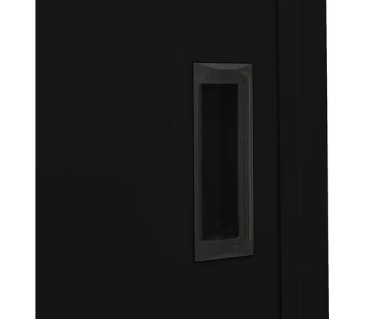 Dulap de birou cu ușă glisantă, negru, 90x40x180 cm, oțel, 7 image