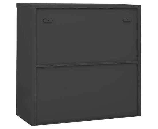 Dulap de birou cu ușă glisantă, negru, 90x40x90 cm, oțel, 6 image