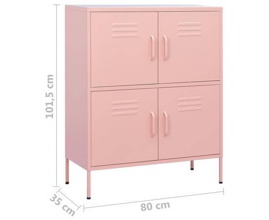 Dulap de depozitare, roz, 80x35x101,5 cm, oțel, 9 image