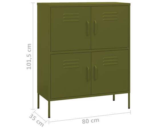 Dulap de depozitare, verde măsliniu, 80x35x101,5 cm, oțel, 9 image