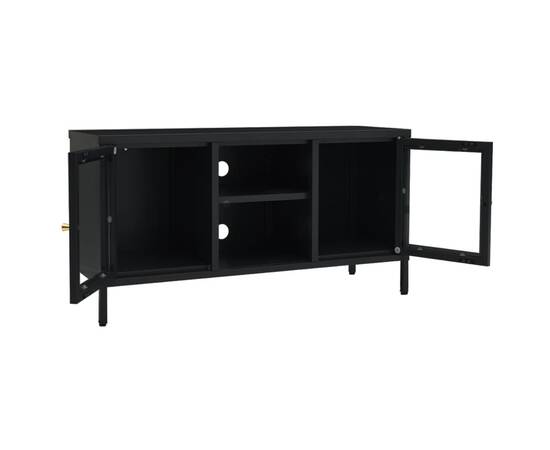 Dulap tv, negru, 105x35x52 cm, oțel și sticlă, 8 image