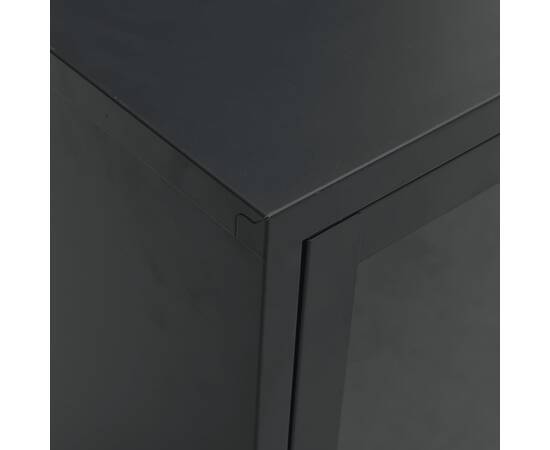 Dulap tv, negru, 105x35x52 cm, oțel și sticlă, 4 image